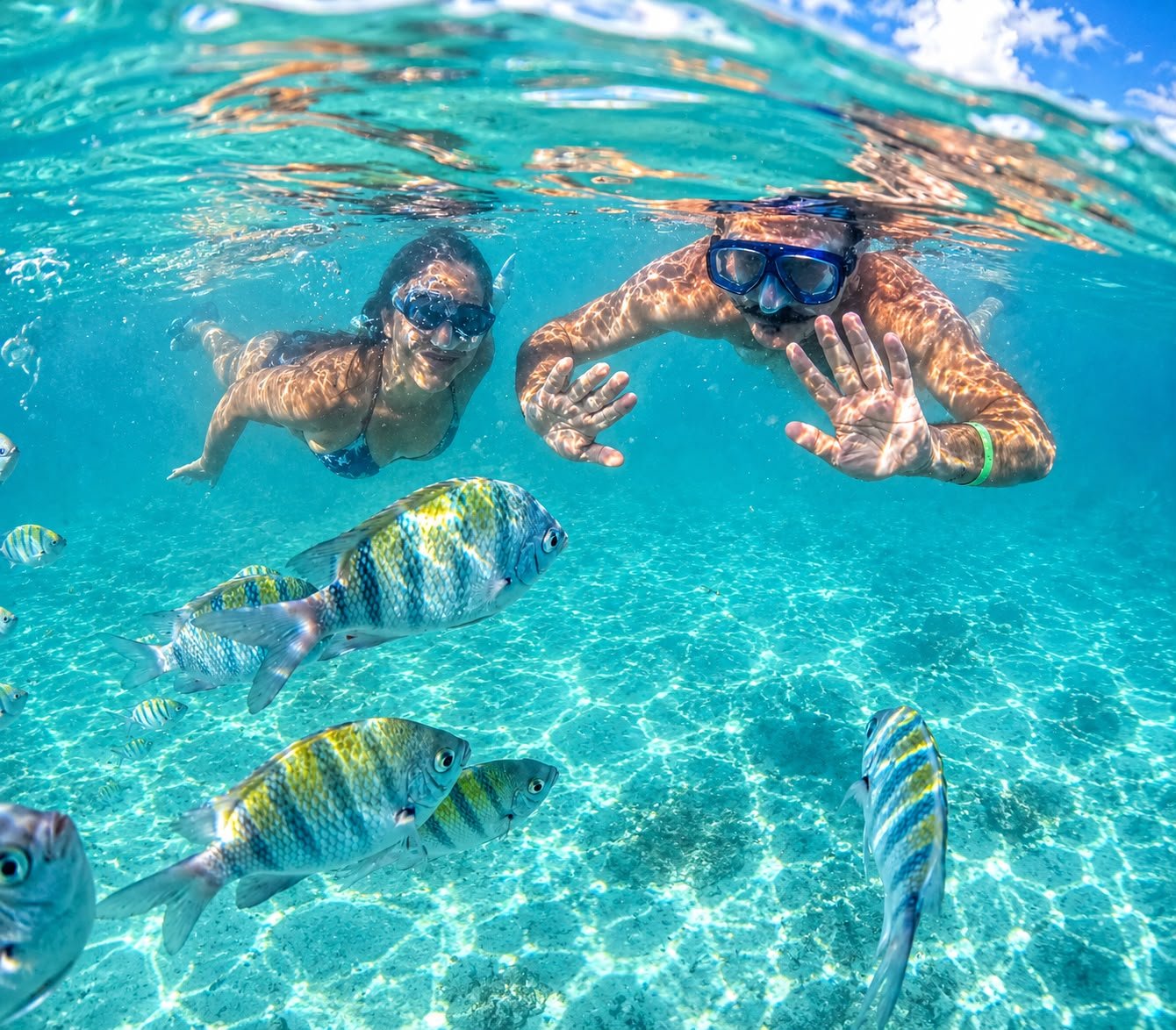 Casal nas piscinas naturais