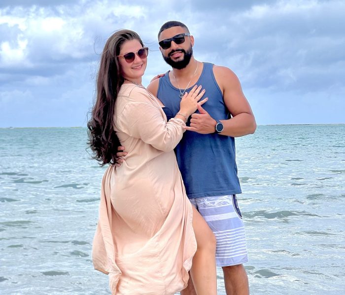 casal momento foto com plano de funo mar